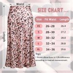 Raincol Womens Leopard Print Skirt Trendy Summer Midi Long Length Silk Satin High Waist Elastic Skirts, Beige, Small