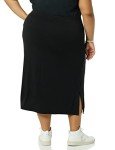 Amazon Essentials Women's Pull-On Knit Midi Skirt (Available in Plus Size), Black, Small
