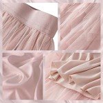 Velinsak Skirts for Women Midi Long Length Tulle Skirt Tutu A Line Flowy High Waisted Halloween Skirts Pink M-L