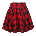 EXCHIC Women Stretch Waist Flared Mini Skater Skirt Casual Pleated Skirts (L, 13)