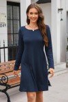 Navy Cable Knit Long Sleeve Sweater Dress