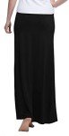 Urban CoCo Women's Stylish Spandex Comfy Fold-Over Flare Long Maxi Skirt (S, Black)