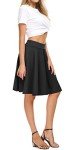 EXCHIC Women's Casual Stretchy Flared Mini Skater Skirt Basic A-Line Pleated Midi Skirt (M, Black)