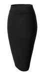 Urban CoCo Women's Elastic Waist Stretch Bodycon Midi Pencil Skirt (S, Black)