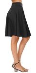EXCHIC Women's Casual Stretchy Flared Mini Skater Skirt Basic A-Line Pleated Midi Skirt (M, Black)