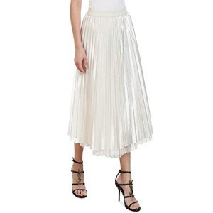 Gorchnc Midi Skirts for Women Reversible Pleated Skirt High Waist Classic A-Line Tulle Skirt Beige
