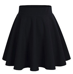DRESSTELLS Womens Black Pleated Skirt for Women High Waisted Mini Skirts A-line Flared Casual Skater Skirt Black S