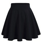 DRESSTELLS Womens Black Pleated Skirt for Women High Waisted Mini Skirts A-line Flared Casual Skater Skirt Black S