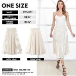 Gorchnc Midi Skirts for Women Reversible Pleated Skirt High Waist Classic A-Line Tulle Skirt Beige