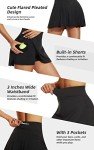 Betaven Pleated Tennis Skirts for Women with Shorts Pockets High Waisted Golf Skirt Skort Athletic Running Activewear A-Black Medium