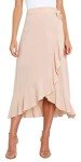 Women Swing Long Skirt Tie Waist A Line Boho Skirt Flowy Split High Low Skirt Lightweight Asymmetrical Wrap Skirt for Casual Beach Party Beige M