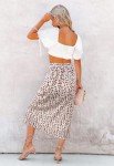 HERBATOMIA Women’s Ditsy Floral Print Long Skirt Casual Vintage Midi Boho High Elastic Waist Zipper Skirts for Women