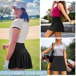 Betaven Pleated Tennis Skirts for Women with Shorts Pockets High Waisted Golf Skirt Skort Athletic Running Activewear A-Black Medium