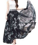 Afibi Women Full/Ankle Length Blending Maxi Chiffon Long Skirt Beach Skirt (Small, Design A)