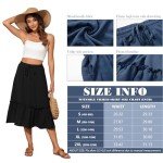 Witsmile Summer Skirts Midi Length Flowy Pleated Tiered Skirts for Women 2024 Dressy Casual(Black,L)