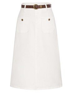 Belle Poque Denim Skirts for Women Plus Size Long Denim Skirts for Women 2XL White