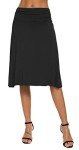 EXCHIC Women's Solid Stretch Ruched Waistband Flared Midi Yoga Skirt (S, Black)