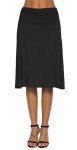 EXCHIC Women's Solid Stretch Ruched Waistband Flared Midi Yoga Skirt (S, Black)