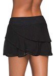 Aleumdr Women's High Waisted Layered Waistband Swimdress Ruffle Swim Skirt Swimsuit Bottom Black Medium 8 10