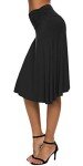 EXCHIC Women's Solid Stretch Ruched Waistband Flared Midi Yoga Skirt (S, Black)