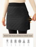 FitsT4 Sports Women's 18" Quilted Winter Skirts Puffer Skorts with Full Zipper Insulated Hiking Trekking Snow Ski Mini Skirts Black Size M