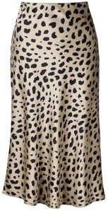 Soowalaoo Womens Leopard Print Skirt Midi Long Length Silk Satin High Waist Elastic Skirts, Leopard, X-Small