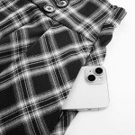 Belle Poque Women's Plaid Skirt 2024 Fall High Waisted A-Line Midi Skirts with Pockets(Black Plaid,2XL)