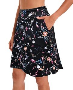 Jhsnjnr Skorts Skirts for Women 20" Knee Length Floral Skirt Athletic Tennis Golf Running Skirts