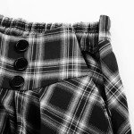Belle Poque Women's Plaid Skirt 2024 Fall High Waisted A-Line Midi Skirts with Pockets(Black Plaid,2XL)
