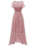 Elegant Blush Evening Dress with Slit and Sleeves