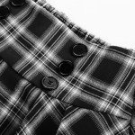 Belle Poque Women's Plaid Skirt 2024 Fall High Waisted A-Line Midi Skirts with Pockets(Black Plaid,2XL)