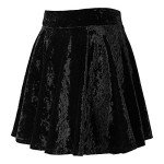 Urban CoCo Women's Vintage Velvet Stretchy Mini Flared Skater Skirt (XL, Black-Series 2)