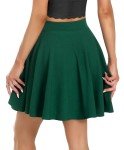 BemorRun Skirts for Women Basic Versatile Stretchy Flared Casual Mini Skirt with Fishnet Stockings Dark Green