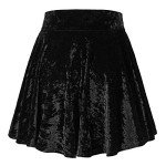 Urban CoCo Women's Vintage Velvet Stretchy Mini Flared Skater Skirt (XL, Black-Series 2)
