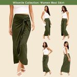Witsmile Long Skirts for Women Trendy - Slim Bodycon Lady's High Waist Ruched Maxi Skirt (Army Green,M)