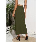 Witsmile Long Skirts for Women Trendy - Slim Bodycon Lady's High Waist Ruched Maxi Skirt (Army Green,M)