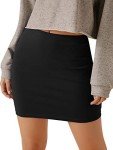 Verdusa Women's Basic High Waisted Pencil Bodycon Short Skirt, Black, Medium