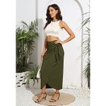 Witsmile Long Skirts for Women Trendy - Slim Bodycon Lady's High Waist Ruched Maxi Skirt (Army Green,M)