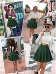 BemorRun Skirts for Women Basic Versatile Stretchy Flared Casual Mini Skirt with Fishnet Stockings Dark Green