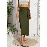 Witsmile Long Skirts for Women Trendy - Slim Bodycon Lady's High Waist Ruched Maxi Skirt (Army Green,M)