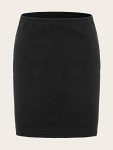 Verdusa Women's Basic High Waisted Pencil Bodycon Short Skirt, Black, Medium