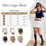 Women Cargo Skirts Y2k Mini Short Jean Skirts Bodycon Low Waist Denim Skirt with Pockets Casual Beige M
