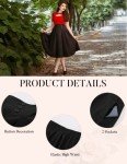Belle Poque 1950s Black High Waisted Skirt A-line Midi Skirts with Pocket,Black,S