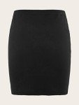 Verdusa Women's Basic High Waisted Pencil Bodycon Short Skirt, Black, Medium