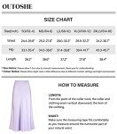 Outoshe Women's Satin High Waisted Maxi Skirts Hidden Elasticized Waistband A Line Long Skirt, Black, Small