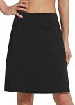 BALEAF Women's Knee Length Skorts Athletic Tennis Golf Casual Skirts Zipper Pocket UV Protection Soft Sports Black L