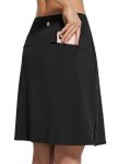 BALEAF Women's Knee Length Skorts Athletic Tennis Golf Casual Skirts Zipper Pocket UV Protection Soft Sports Black L