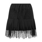 Women Y2k Lace Mini Skirt Low Rise Pleated Ruffle Half Slip Skirt Layered Flowy Short Skirt Streetwear, Black 02, Large