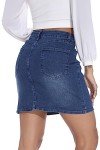 GUANYY Womens Mini Jean Skirt Stretch High Rise Casual Slim Fit Classic Elastic Denim Skirts Summer 2024 Blue Large