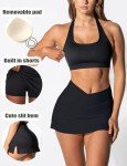 OZICERD Tennis Skirt Two Piece Skirt Sets for Women 2 Piece Skirt Set Going Out Golf Mini Skort Athletic Dress Workout Set Black XS